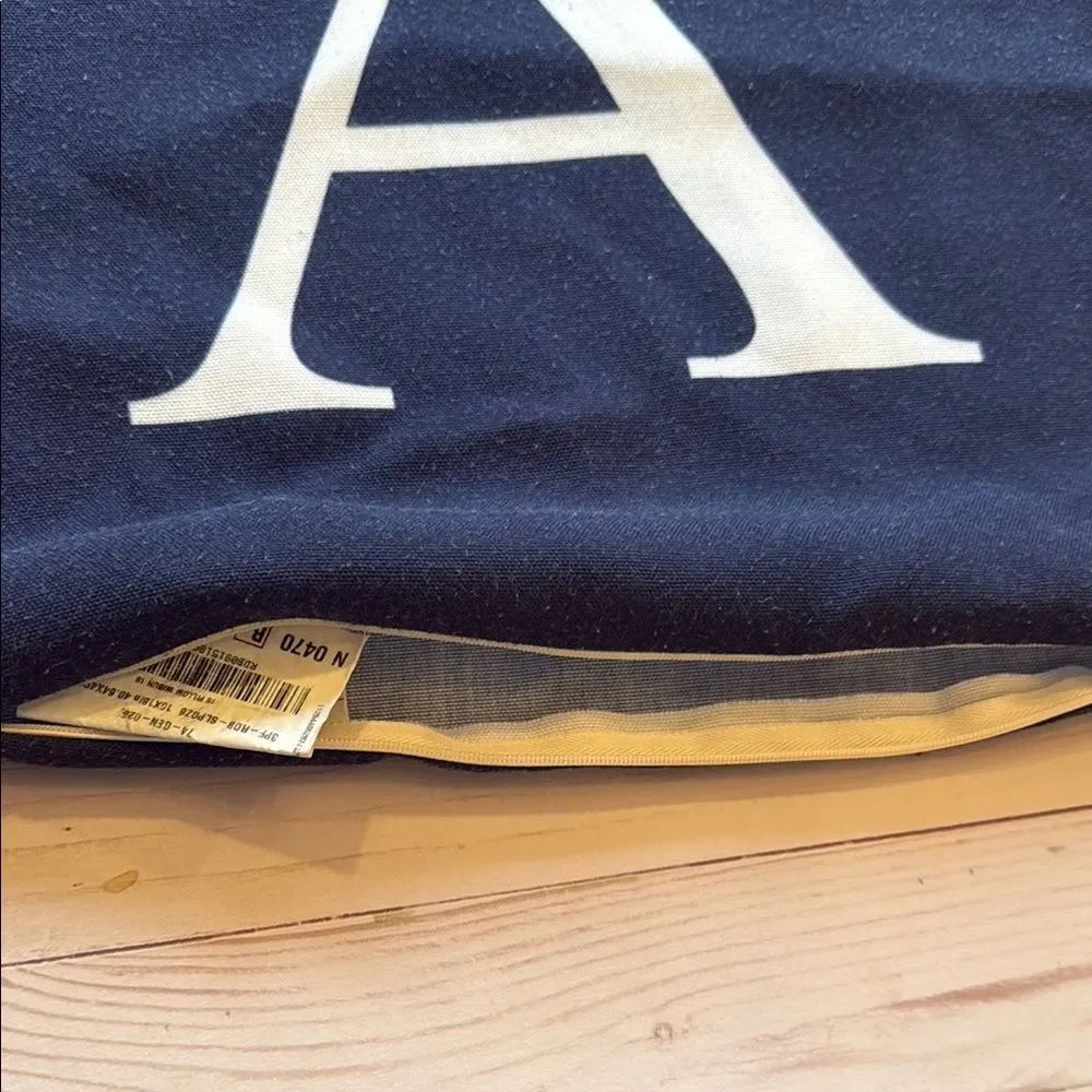 Monogrammed Navy Blue Pillow Cushion Cover with White Letter A